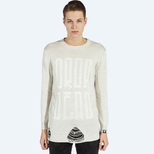Dropdead 'Totem' Distressed Knit Beige Sweater